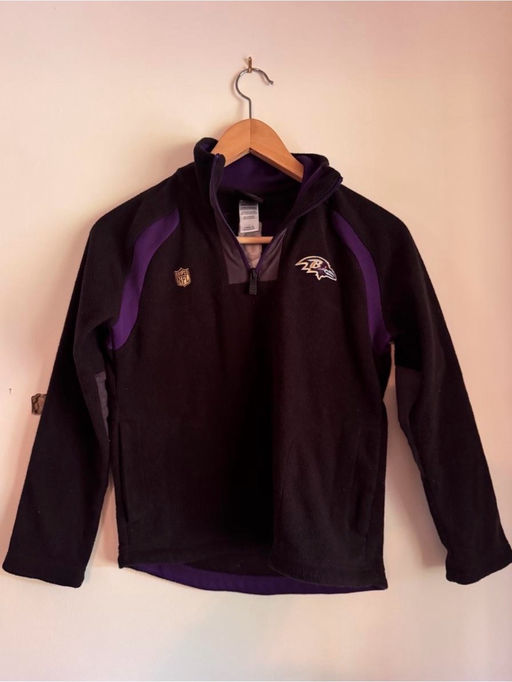 NFL Kids Baltimore Ravens Black & Purple Quarter-Zip Fleece Pullover